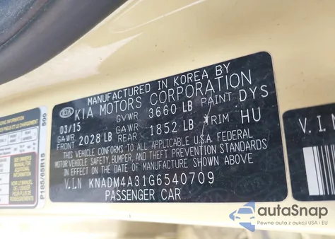 2016 Kia Rio Lx from USA, damaged, VIN KNADM4A31G6540709